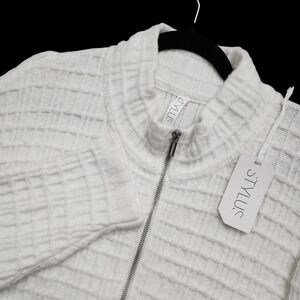 Stylus Long Sleeve 1/4 Zip Sweater Mens XL Snowdrift Textured Wool‎ Blend NEW